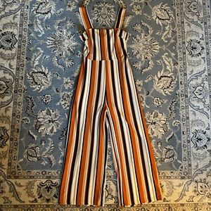 Urban Outfitters Retro Wide Leg Stripped Jumpsuit